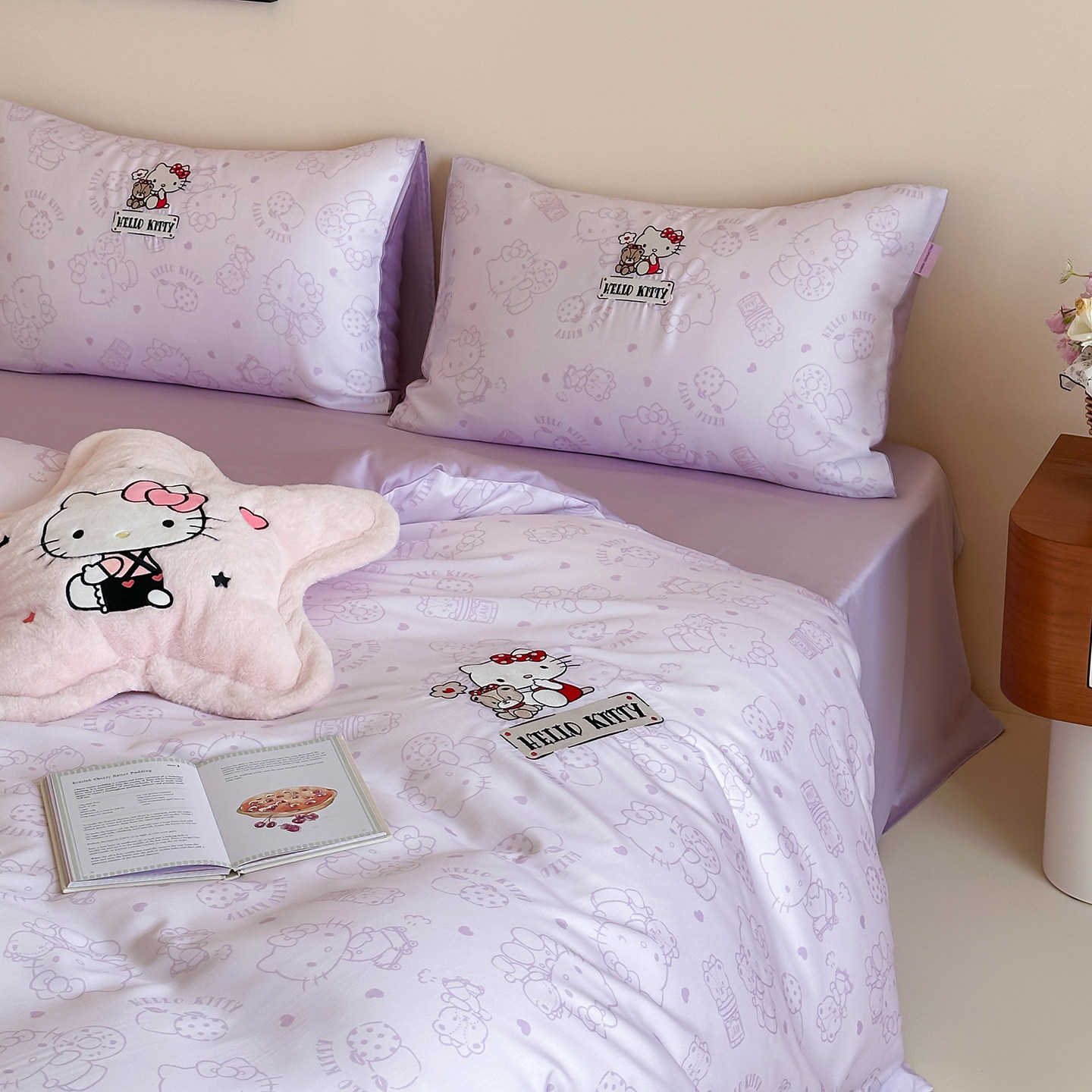 【富山草莓】少女心紫色Hello Kitty兰精天丝四件套凉感冰丝床品