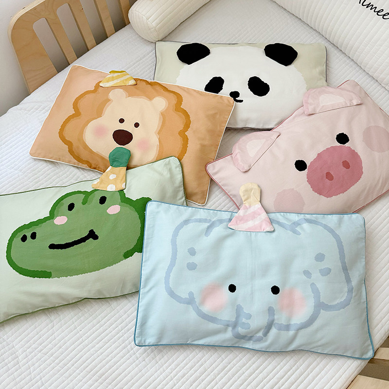 【富山草莓】秋冬卡通小动物加厚全棉磨毛枕头套纯棉儿童宝宝枕套