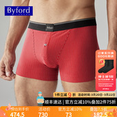 香港产商场同款 EUC棉条纹平角裤 红色透气MW734 百富男士 BYFORD