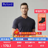 上衣纯棉针织打底衫 BYFORD MW8842 薄款 t恤夏季 百富男士 V领短袖