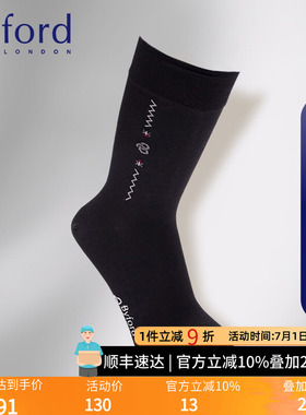 BYFORD/百富印尼产男士高针织棉纱绅士商务袜中筒袜四季款9819