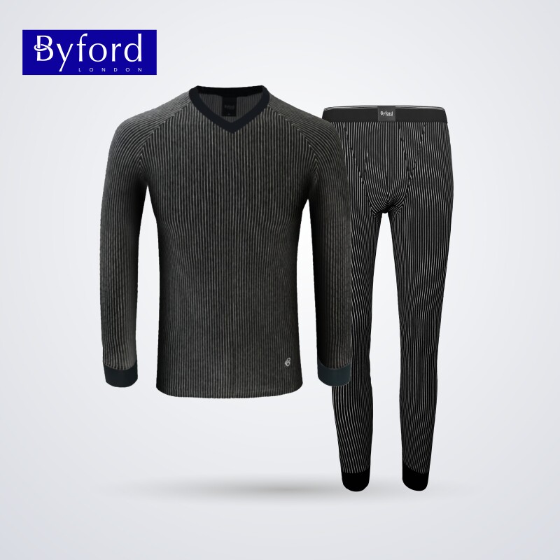 BYFORD/百富男士保暖内衣套装棉质舒适秋衣秋裤套装男MW7626