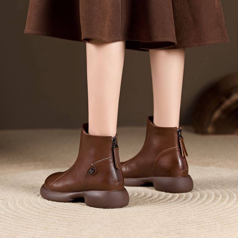 真皮马丁靴女2025新款秋冬加绒短筒棉鞋平底防滑软皮舒适百搭单靴,女鞋,马丁靴,淘宝优惠券,粉丝福利购,淘宝优惠卷