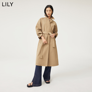 女装 LILY2024春新款 风衣外套 商场同款 气质优雅复古长款