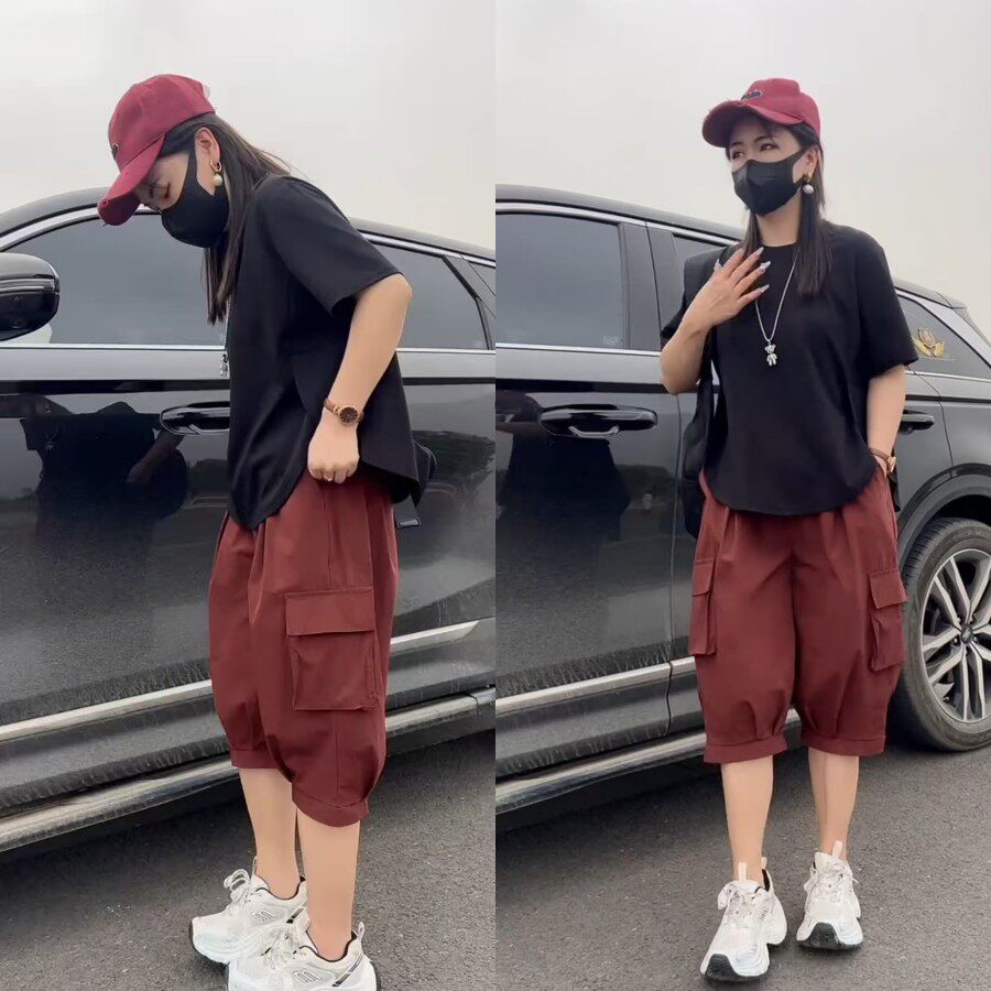 潮牌帅气工装短裤短袖2025夏季新款休闲宽松个性男友风时尚两件套