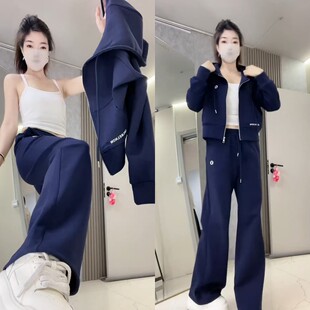 时尚休闲卫衣卫裤套装2025秋季新款连帽外套直筒裤运动百搭两件套