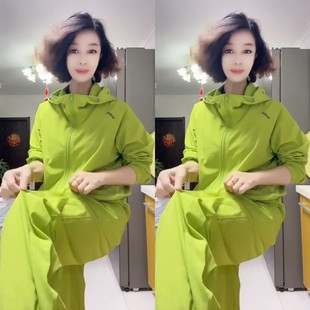 时尚防晒速干套装2025夏季新款休闲户外旅游连帽外套抽脚裤两件套