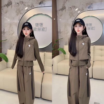 欧货明线假两件外套工装裤套装秋
