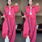 裤 潮牌休闲侧杠冲锋衣套装 外套工装 新款 宽松运动风两件套 2025春季