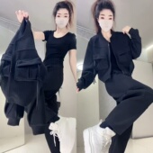 显瘦工装 潮牌休闲双兜外套哈伦裤 时尚 2026早春新款 风两件套女 套装