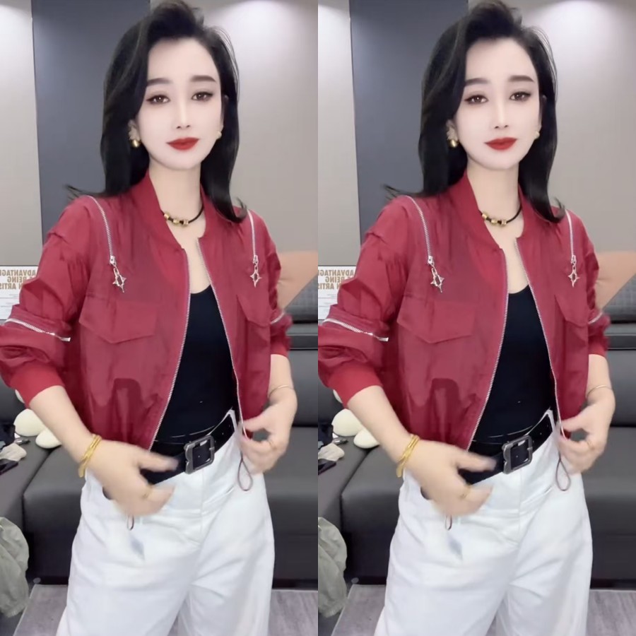 星星拉链超薄短防晒衣夏休闲外套