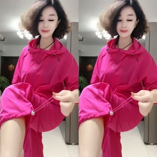 两件套爆 糖果色连帽抽绳外套抽脚裤 休闲防晒速干套装 2025春夏新款