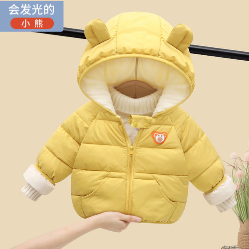 冬装特价男女童加绒冬季发光棉服