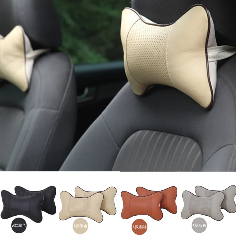 汽车通用头枕装 四季透气皮革护颈椎枕靠枕垫 车载车用座椅骨头枕
