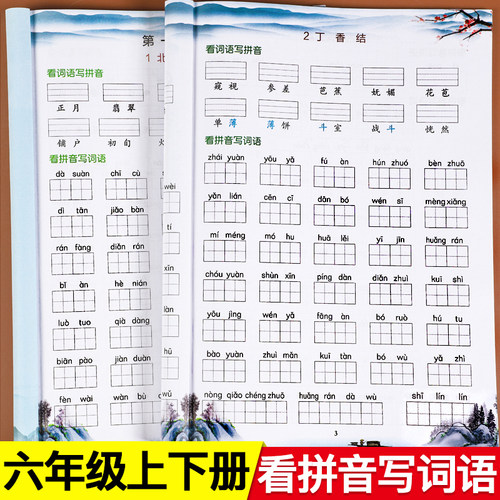 六年级上册看拼音写词语专项训练