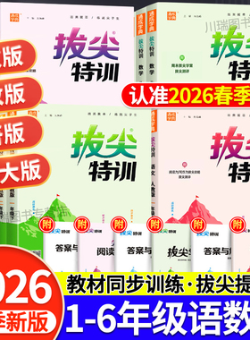 2026新版通城学典拔尖特训一二三年级四五六年级上册下册语文数学英语同步训练题课时作业本人教江苏教译林版提优练习册一课一练