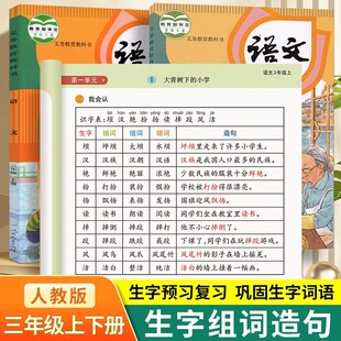三年级上册下册生字注音组词造句同步训练基础知识大全字词语句子段落积累手册人教版语文同步默写本练习册专项强化练习册一日一练