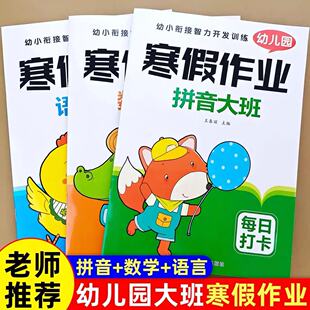 幼儿园大班寒假作业幼小衔接宝宝语言拼音数学全套练习册声母韵母生字10以内加减法天天练儿童学前班入学准备测试卷练习题每日一练