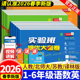 2026新版 试卷测试卷全套同步训练习册期中期末大试卷 实验班提优大考卷一二三四五六年级上册下册语文数学英语人教北师苏教译林版