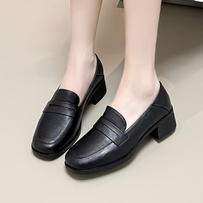 浦发女鞋2026春季新款方头乐福鞋