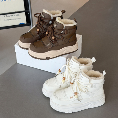 高鹏真皮雪地靴加绒加厚防水防滑