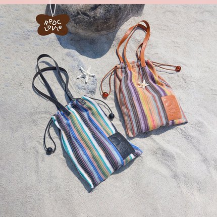 【新品】RPDCLaVie「踩踩沙滩」网兜抽绳包单肩编织设计款度假包
