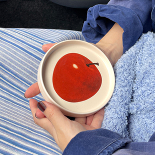 杯托盘 SoftServe柔软供应 红苹果 陶瓷小碟子 水果甜点餐盘