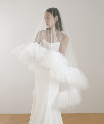 荷叶边韩式短款简约旅拍头饰