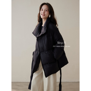 【LANJIN澜槿】90白鸭绒保暖外套零压果冻大翻领中长款羽绒服女