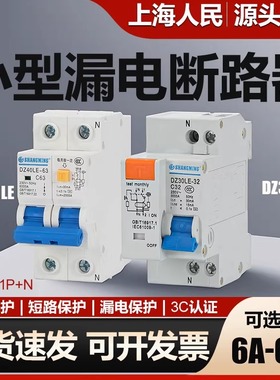上海人民漏电保护器DZ30LE-32A漏电开关DZ40LE-40A63A漏电断路器