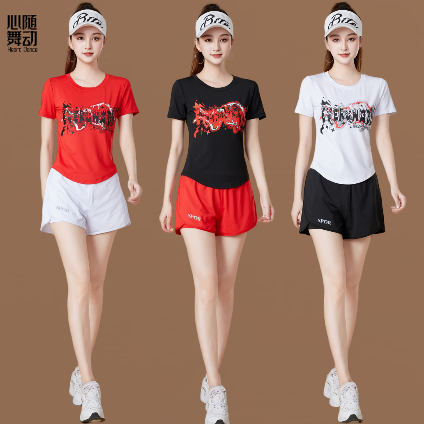 广场舞服装运动健身操袖短裙夏季健身服团体跳操服鬼步舞服女大码