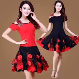 中老年大码 广场舞服装 裙子套装 短袖 舞蹈跳舞演出表演服 2023新款