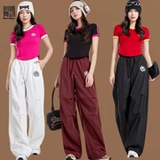 Короткий парашютист для спортзала, штаны, комплект, круглый воротник