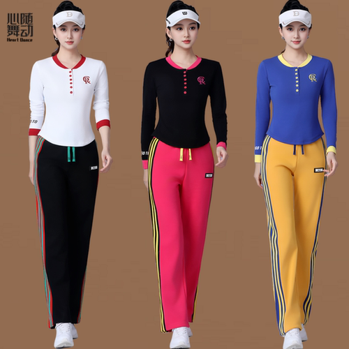 广场舞服装长袖长裤时尚杨丽萍鬼步舞运动健身操团体跳操服套装女