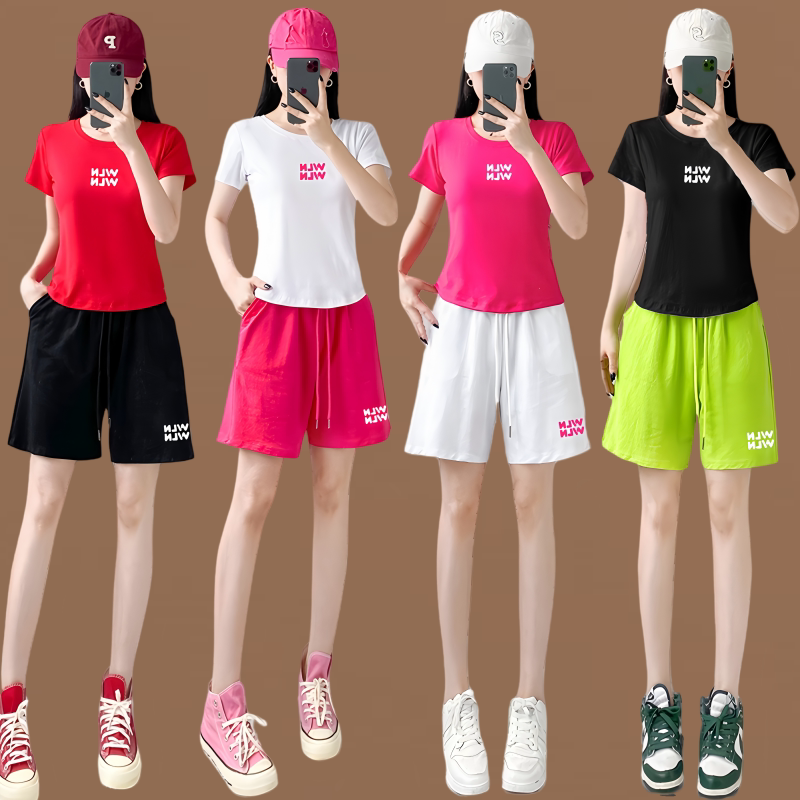 2025新款广场舞套装短裤团体健身操服舞蹈衣服夏季跳舞演出服短袖