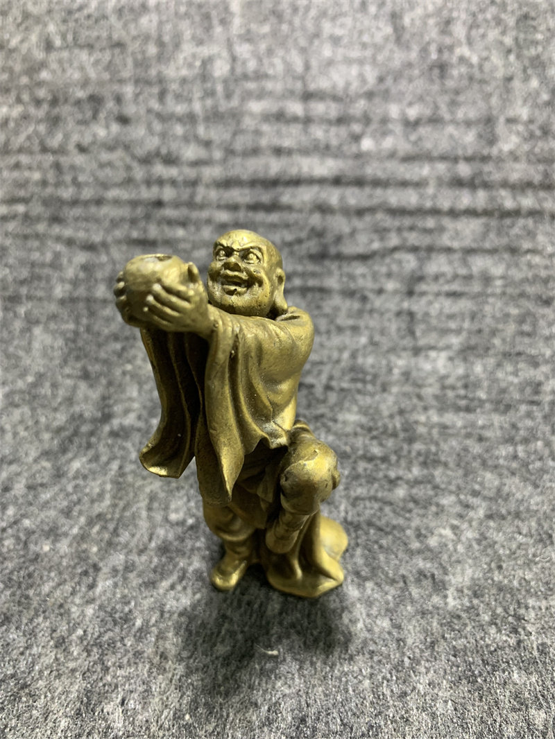 【老顽铜】实心纯铜十八罗汉黄铜十八铜人摆件铜器佛像古玩铜佛