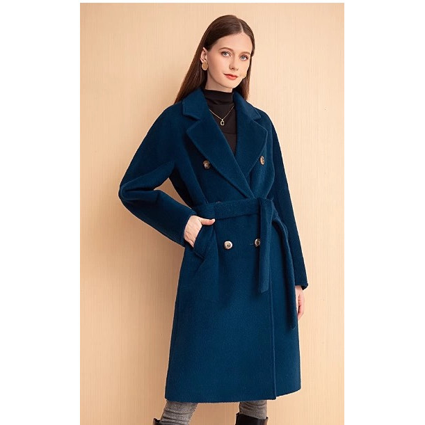 羊驼绒加厚毛呢大衣外套