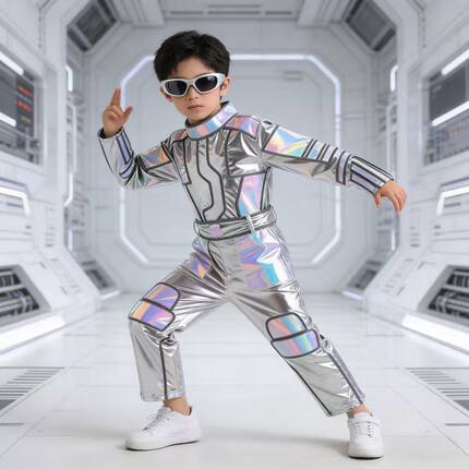 儿童未来科技感机器人主题元素ai逐梦舞蹈表演出服装运动会开幕式