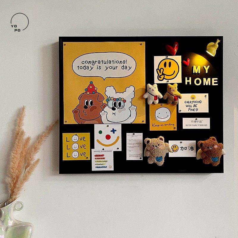 yopo创意清新风小众艺术生日小熊装饰画金属磁吸黑板留言板遮挡,家居饰品,电表箱装饰画,淘宝优惠券,粉丝福利购,淘宝优惠卷