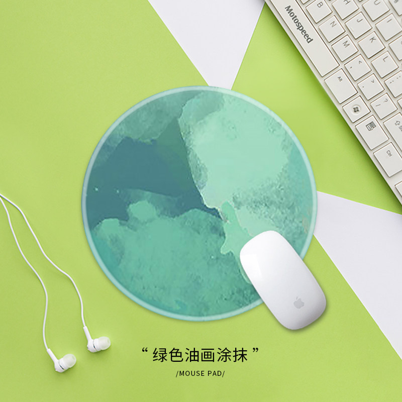 鼠标垫小号圆形涂抹锁边创意个性防水耐脏加厚电竞游戏家用办公垫