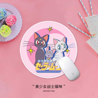 美少女鼠标垫圆形可爱小号二次元锁边防水加厚笔记本电脑办公桌垫