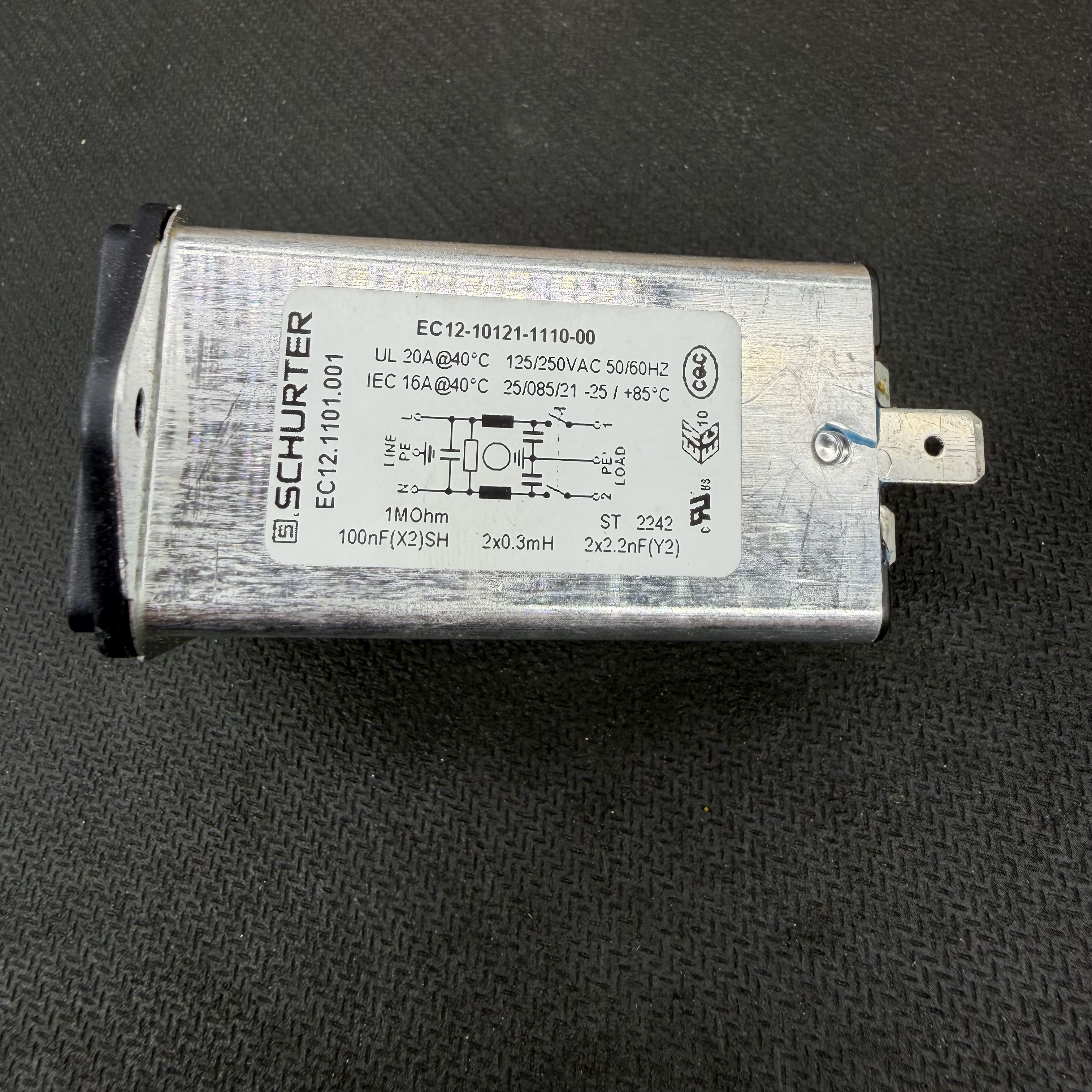 EC12.1101.001电源滤波器EC12-10121-1110-00开关插座20A模块250V