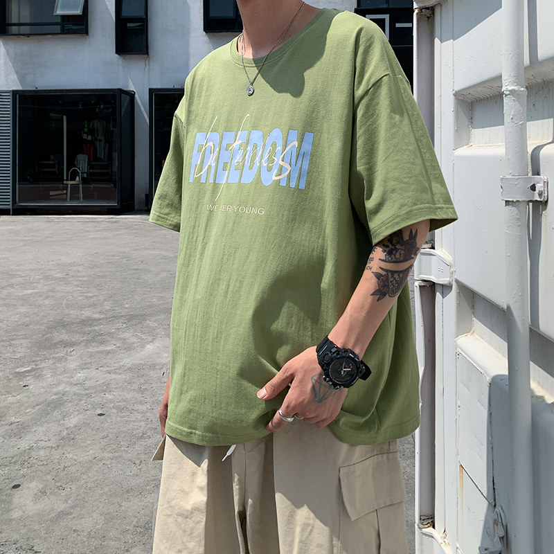 A331-T113-P25港风宽松圆领印花T恤，男装T恤，电商C409