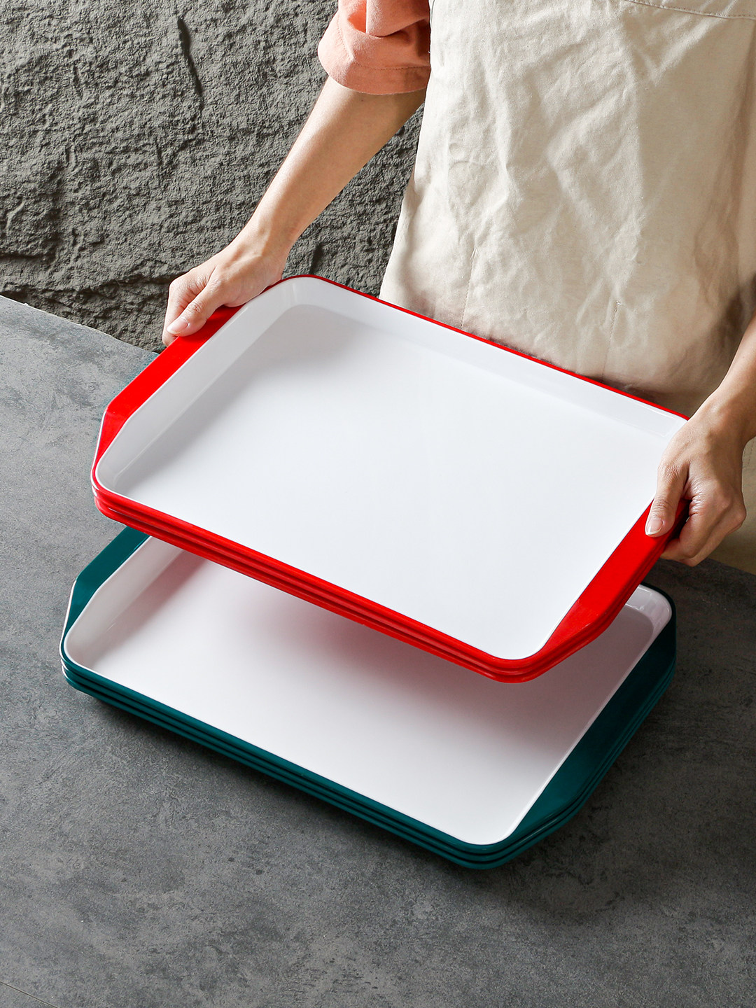 五毫密胺餐具托盘长方形商用餐厅酒店端菜上菜餐盘面包拖盘展示盘