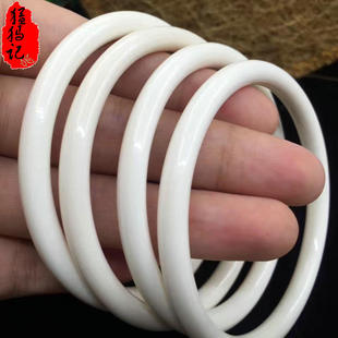 天然猛犸象牙保真满纹精品10mm圆棍手镯冰润通透女神镯子顺风包邮