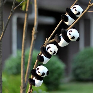 熊猫爬树挂件绿植装饰熊猫礼物文创基地小玩偶公仔夹子纪念品玩具