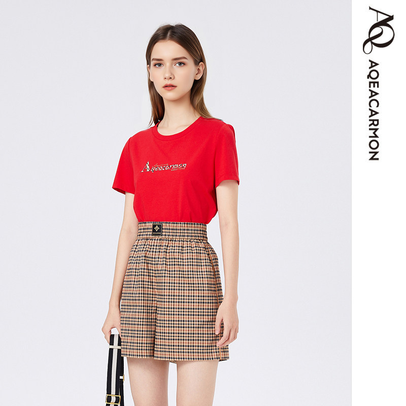 雅格上美 春夏新款女士时尚休闲百搭修身显瘦短袖T恤 A25CF01J11