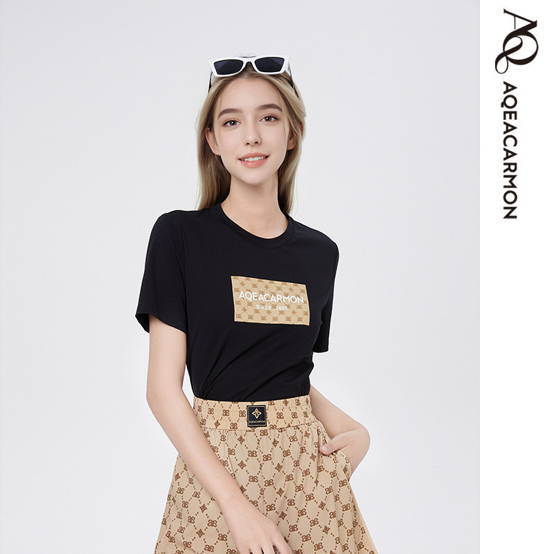 雅格上美 春夏新款女士时尚休闲百搭修身显瘦短袖T恤 A25CF01J31