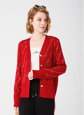 雅格上美 秋冬新款女士洋气时尚通勤百搭毛针织开衫 A24DF21J32