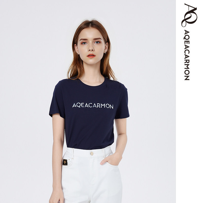 雅格上美 春夏新款女士时尚休闲百搭修身显瘦短袖T恤 A25CF01J21